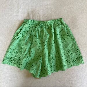 Zara Green Eyelet Shorts